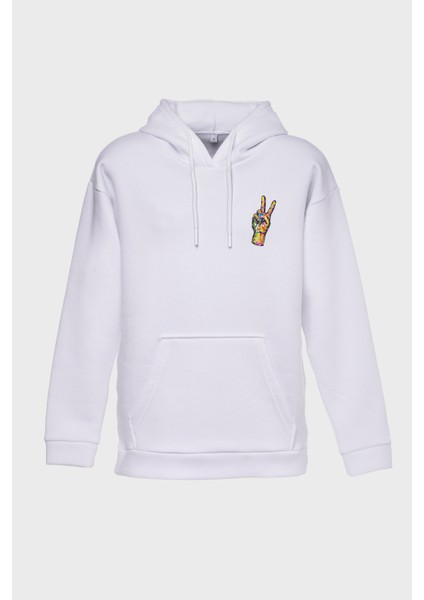 Peace Sirt Baskili Kapüşonlu Üç Iplik Sweatshirt Oversize Hoodie fiyatları