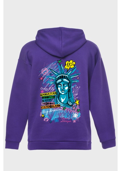 Freedom Sirt Baskili Kapüşonlu Üç Iplik Sweatshirt Oversize Hoodie