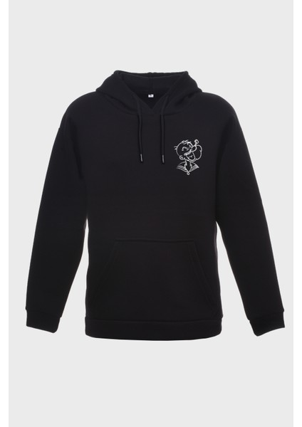 Popeye Sirt Baskili Kapüşonlu Üç Iplik Sweatshirt Oversize Hoodie