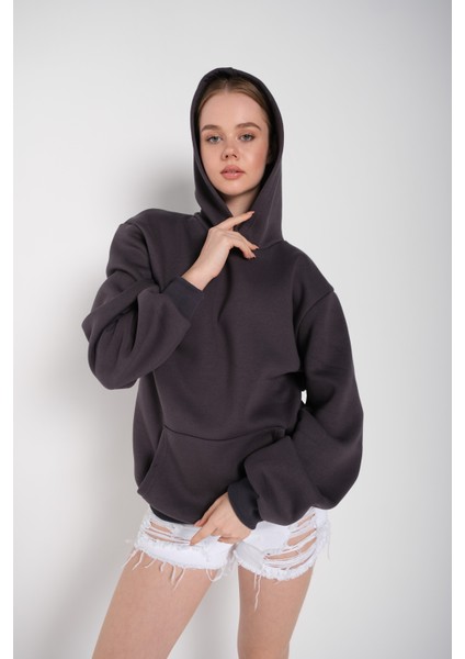 Kadın Oversize Kapüşonlu Sweatshirt