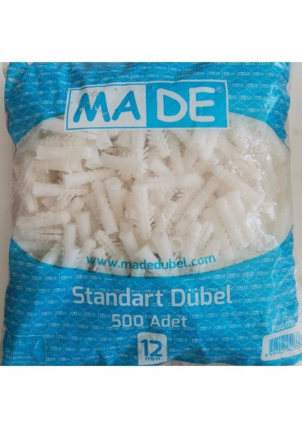 12 mm Standart Dübel Paket 500 Adet