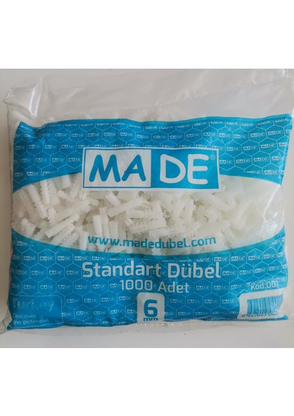 6 mm Standart Dübel Paket 1000 Adet