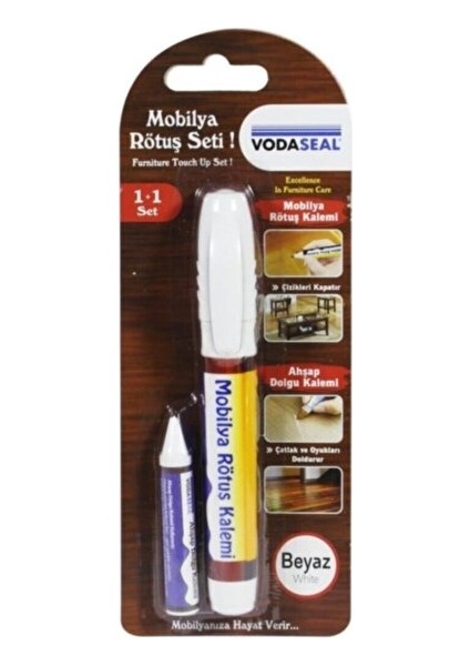 Mobilya Rötuş Seti Ahşap Dolgu Kalemi Çizik Çatlak Kapatıcı Beyaz