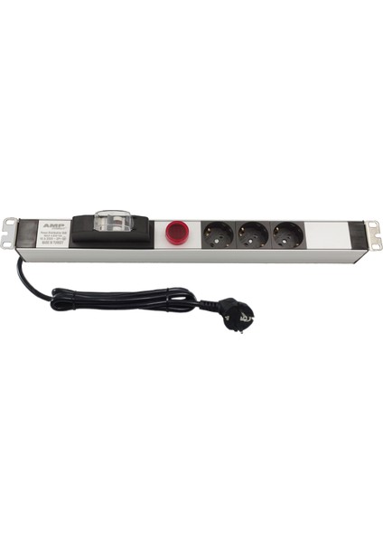 3'lü Schuko Sigortalı Volt/Amper Göstermeli Rack Kabin Prizi Pdu