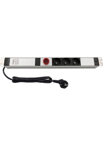 19" 3'lü Schuko Soketli Volt/Amper Göstergeli Rack Kabin Priz PDU