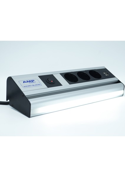 Mutfak Tezgah/dolap Altı LED Işıklı Anahtarlı 3şebeke+2usb Priz