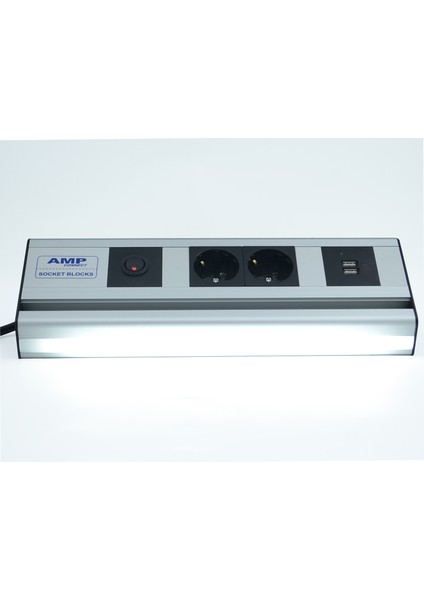 Mutfak Tezgah/dolap Altı 32CM LED Işıklı Anahtarlı 2şebeke+2usb