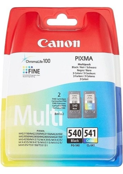 PG-540 Siyah ve CL-541 Renkli Orijinal Mürekkep Kartuş 2'li Paket 5225B006