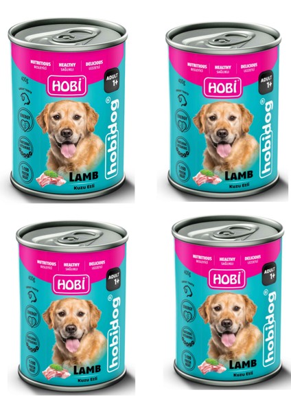 Hobidog Kuzu Etli Yetişkin Köpek Konservesi 400 gr x 4 Adet