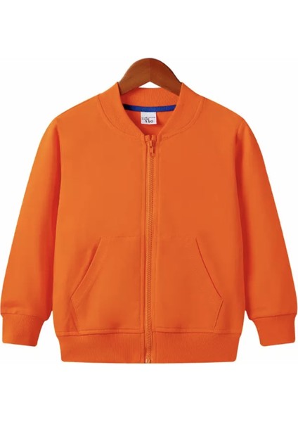 Kolej Yaka 3 Iplik Şardonlu Tam Fermuarlı % 100 Pamuk Tam Kışlık Erkek Çocuk Kolej Sweatshirt-Ceket