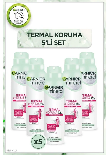 5'li Garnier Mineral Termal Koruma Sprey Deodorant Seti