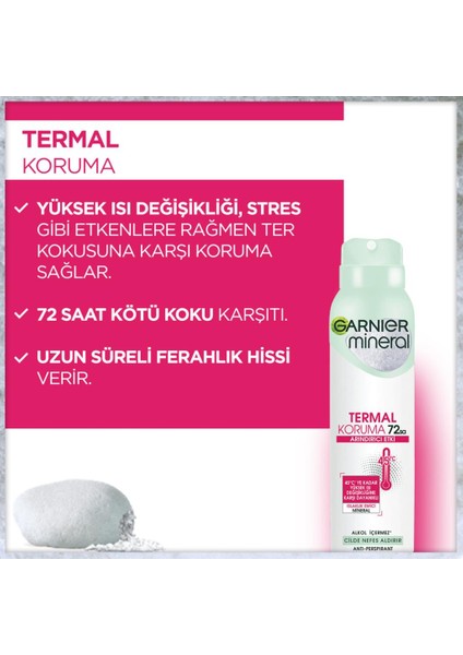 5'li Garnier Mineral Termal Koruma Sprey Deodorant Seti