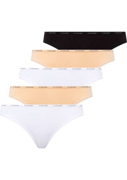 67001 Kadın 5'li Düşük Bel Slip-Siyah&ten&beyaz&ten&beyaz 42