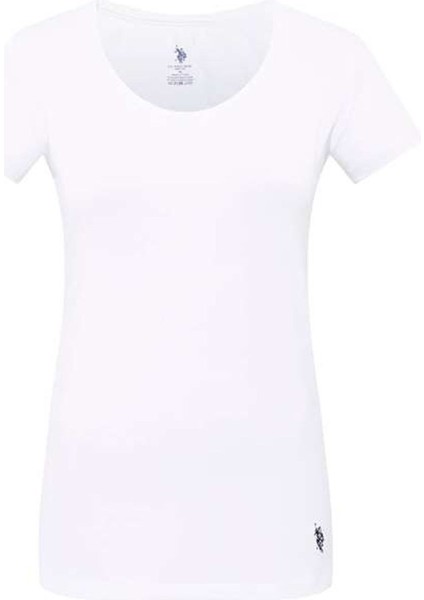 U.s Polo Assn. 66003 Kadın Derin Yuvarlak Yaka T-Shırt-Beyaz 44 - Beyaz modelleri
