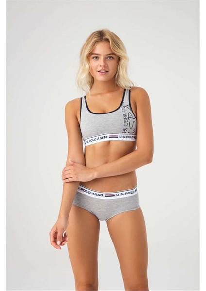 66255 Kadın Büstiyer Şort Takım-Grimelanj 42 - Gri Melanj