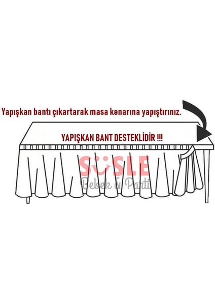 Metalize Parlak Saçaklı Masa Eteği 70cm x 3mt - Gümüş