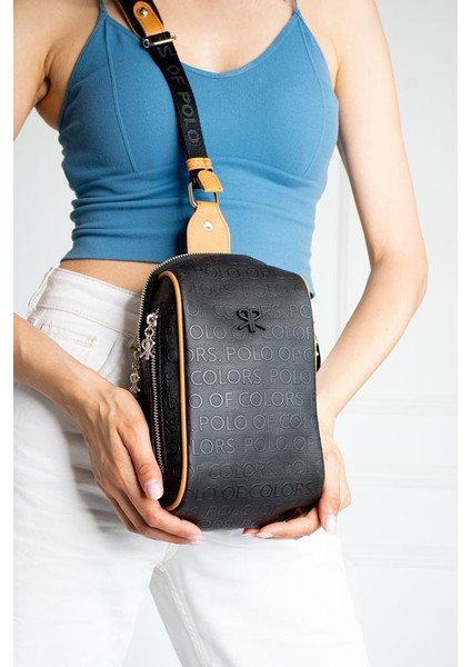 Impolo Lilyan Siyah Taba Kadın Bel ve Çapraz Çanta 25X16 Ebatında