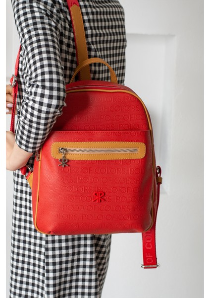 Impolo Maya Kırmızı Taba Sırt Kadın Çanta 35X28 Ebat