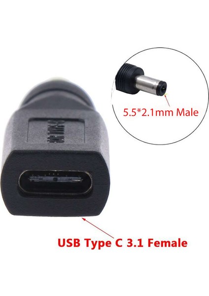 USB 3.1 Type-C To 5.5*2.1mm Çevrici Dönüştürücü Konnektör Usb-C Laptop Şarj Güç Adaptörü