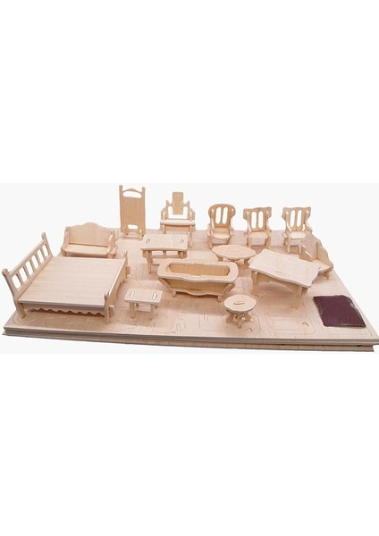Ahşap Minyatür Boyanabilir Ev Eşyaları Maketi Woodcraft Eğitici Evcilik Oyunu indirimleri