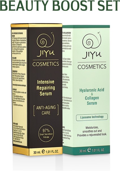 Hyaluronik Acid & Collagen Serum 30 ml + Salyangoz Özlü Yüz Bakım Serumu 30 ml Beauty Boost Set