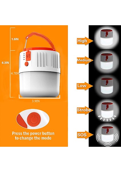 Kamp Lambası Çadır Lambası Şarjlı Güneş Enerjili (Yurt Dışından)