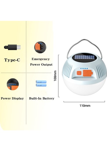 Kamp Lambası Güneş Enerjili LED Şarjlı (Yurt Dışından)