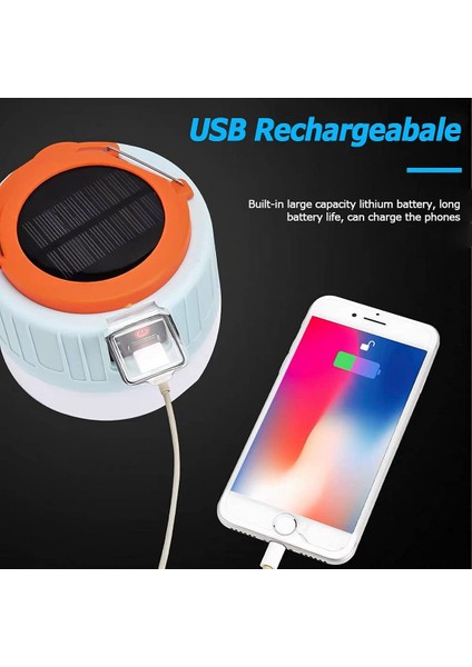 Kamp Lambası USB LED Lamba Şarjlı Güneş Enerjili (Yurt Dışından)