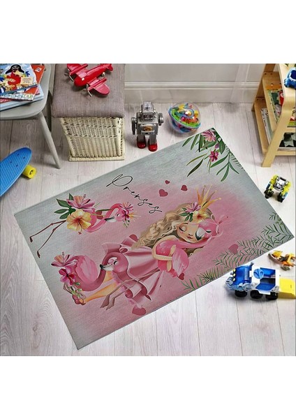Nesa_Decor Pembe Pelikan Dekoratif Prenses Çocuk, Genç Odası Halısı