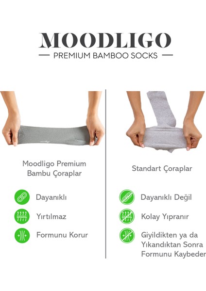 Erkek 6'lı Premium Bambu Patik Çorap - 2 Füme 2 Beyaz 2 Lacivert - Kutulu