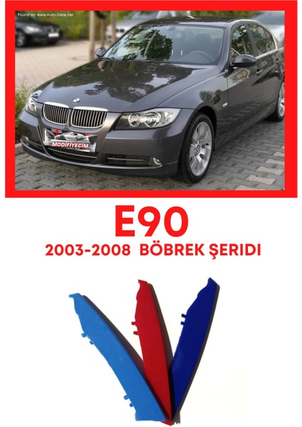 3 Serisi E90 2003-2008 3 Renk Stil Panjur Böbrek Şeridi