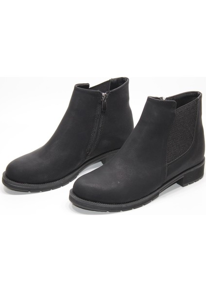 Kaymaz Kauçuk Taban Fermuarlı Lastikli Kadın Siyah Bot fırsatları