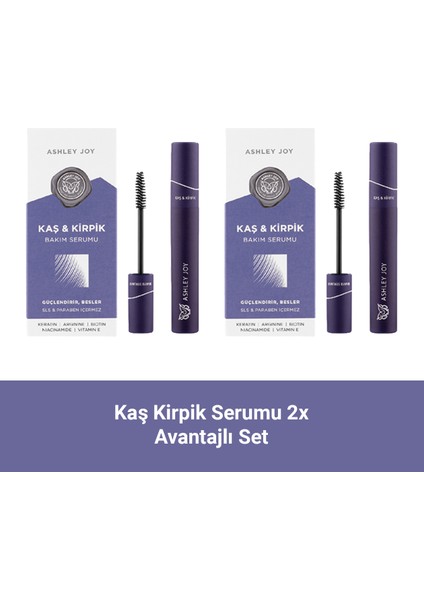 Besleyici,Güçlendirici Dolgunlaştırıcı Keratin İçeren Kaş Kirpik Serumu 6 ML x2 Avantajlı Set