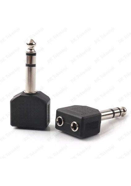 BK Teknoloji 6.35MM (1/4 Inç) Erkek To 2 x 3.5mm (1/8 Inç) Dişi Ses Adaptörü