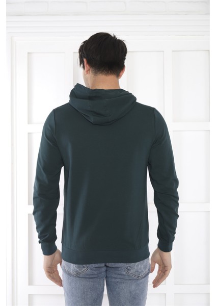 Escetic Spor Erkek Yeşil Cepli, Kapüşonlu Sweatshirt - 0949 indirimleri