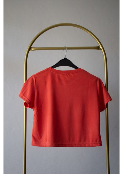 Orange Fillet Bambu Penye Crop T-Shirt