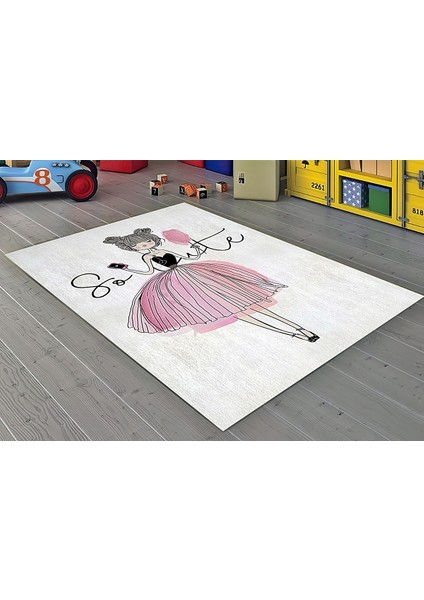 Nesa_Decor Sosyal Kız Şık Dekoratif Genç, Çocuk Odası Halısı