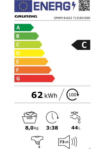 Gpwm 81622 8 kg 1000 Devir Çamaşır Makinesi