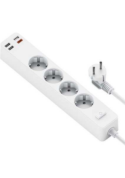 PD20W U01EU Power Strip 4lü Priz 3 USB 1 Type-C Pd 20W Hızlı Şarj 160 cm Akım Korumalı