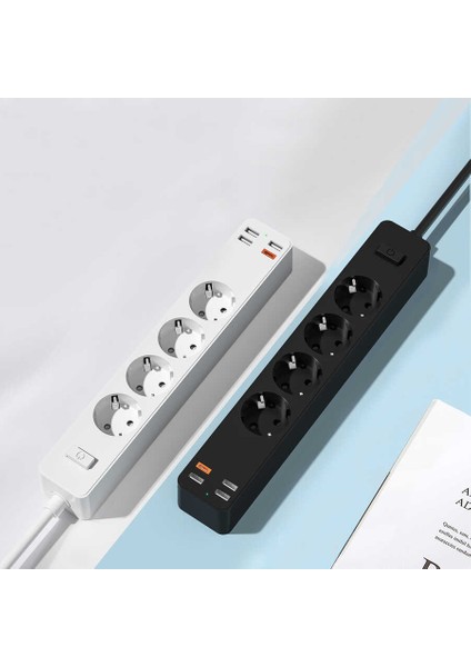 PD20W U01EU Power Strip 4lü Priz 3 USB 1 Type-C Pd 20W Hızlı Şarj 160 cm Akım Korumalı