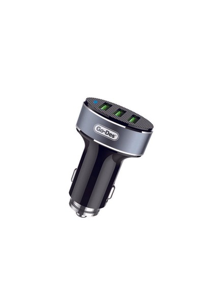 Go Des GD-CC206 3 Usbli LED Işıklı Metal Araç Şarj Başlığı 3.6A