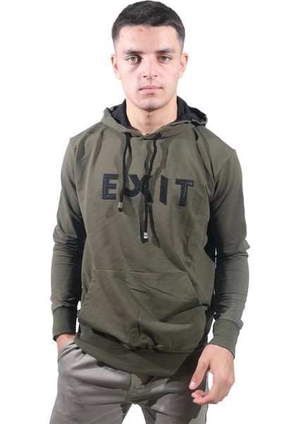 Erkek Exıt Kanguru Haki Kapüşonlu SWEATSHIRT-902