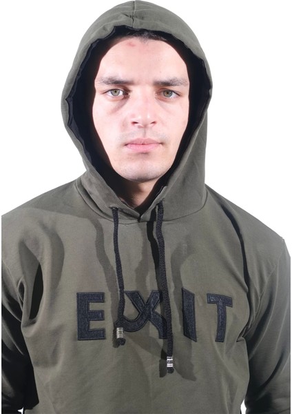 Erkek Exıt Kanguru Haki Kapüşonlu SWEATSHIRT-902