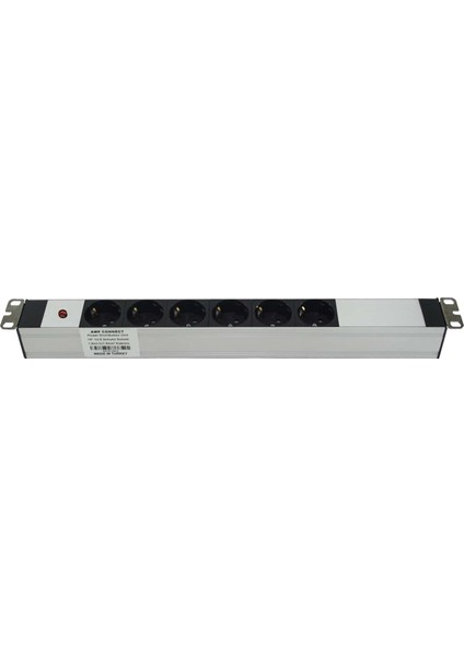19" 1u 6 Way Schuko Type (DIN49440) Socket Power Indıcator Lıght, 3x1,5 Mm² Nymhy Cable, DIN49441 Plug Alumınıum Profıle Frame Pdu