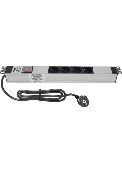 Connect 19" 1u 4'lü Şebeke Prizli On/off Anahtarlı Pdu