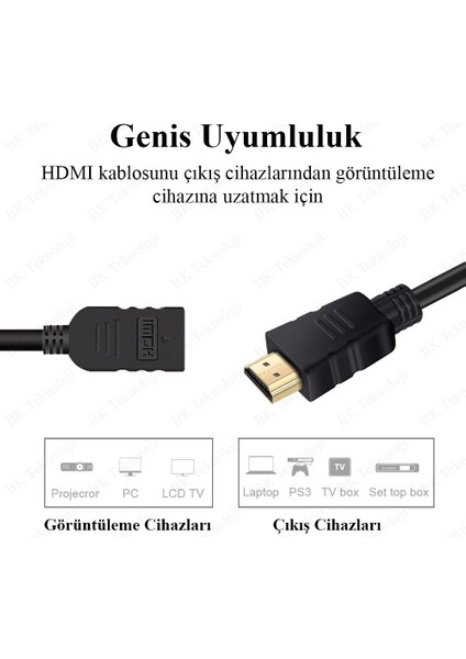 HDMI 1.4 Erkek-Dişi Kısa Uzatma Kablosu 3D Full Hd - 50CM modelleri