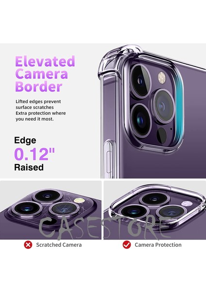 Apple iPhone 14 Pro Uyumlu Kılıf Clear Crystal Armour Antishock Kamera Çıkıntılı Şeffaf Tank Zırh Military Silikon Aribag Antidrop Full Glue Hayalet Case modelleri