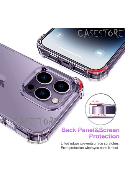 Apple iPhone 14 Pro Uyumlu Kılıf Clear Crystal Armour Antishock Kamera Çıkıntılı Şeffaf Tank Zırh Military Silikon Aribag Antidrop Full Glue Hayalet Case fırsatları