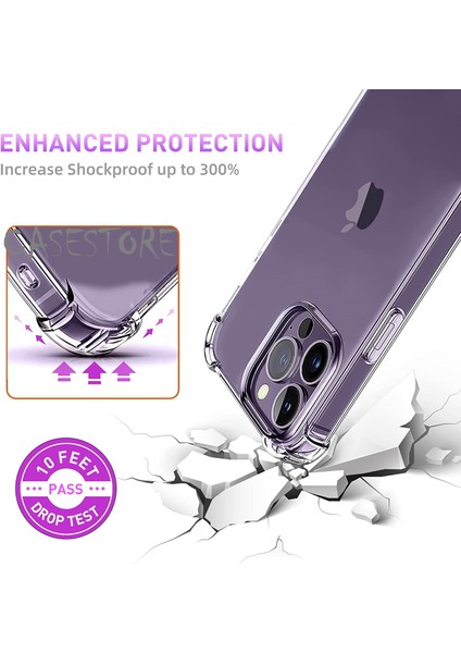 Apple iPhone 14 Pro Uyumlu Kılıf Clear Crystal Armour Antishock Kamera Çıkıntılı Şeffaf Tank Zırh Military Silikon Aribag Antidrop Full Glue Hayalet Case indirimleri