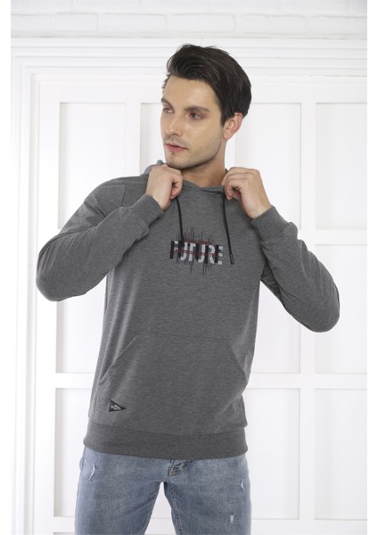 Escetic Spor Erkek G3 Melanj Cepli, Kapüşonlu Sweatshirt - 0949